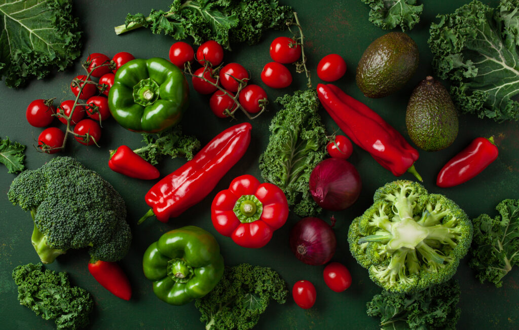 Colorful vegetables as nutritional supplements for wellness in holistic medicine